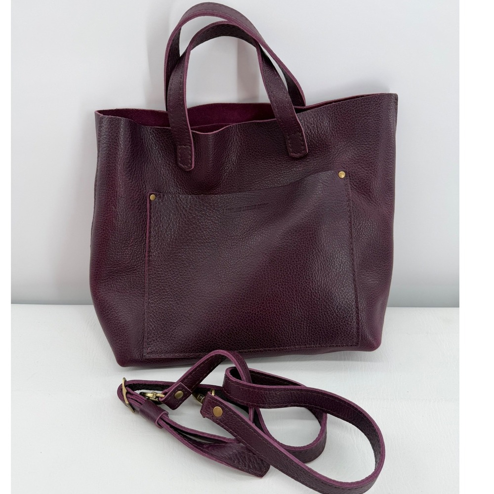 Portland Leather Goods Bag Plum Burgundy Leather Crossbody Purse Tote Handbag